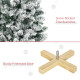 5 Ft Snow Flocked Artificial Christmas Tree, Xmas Pencil Tree with Realistic Branches, Auto Open, Pinewood Base, Green