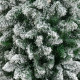 5 Ft Snow Flocked Artificial Christmas Tree, Xmas Pencil Tree with Realistic Branches, Auto Open, Pinewood Base, Green