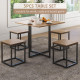 5 Piece Dining Table and Chairs Set 4, Industrial Space Saving Table and Chairs with Metal Frame, Square Kitchen Table and Stool