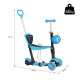 5-in-1 Kids Toddler 3 Wheels Mini Kick Scooter Push Walker with Removable Seat &amp; Back Rest for Girls and Boys Blue