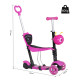 5-in-1 Kids Toddler 3 Wheels Mini Kick Scooter Push Walker with Removable Seat &amp; Back Rest for Girls and Boys Pink