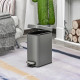 5L Rectangular Compact Bin Steel Body Removable Bucket Quiet-Close Lid w/ Pedal Lid Rubbish Trash Can Home Office Bedroom Bathro