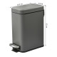 5L Rectangular Compact Bin Steel Body Removable Bucket Quiet-Close Lid w/ Pedal Lid Rubbish Trash Can Home Office Bedroom Bathro