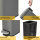 5L Rectangular Compact Bin Steel Body Removable Bucket Quiet-Close Lid w/ Pedal Lid Rubbish Trash Can Home Office Bedroom Bathro