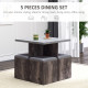 5PC Dining Set Garden Patio Wooden Set 4 Storage Stools Footrest Ottoman with Cushions + 1 Table Space Saving Design Indoor Outd