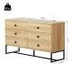 Bedroom Chest of Drawers, 6 Drawer Dresser, Sideboard Cabinet with Zigzag Design and Metal Base, Storage Drawer Unit, 120x71cm, 