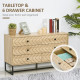 Bedroom Chest of Drawers, 6 Drawer Dresser, Sideboard Cabinet with Zigzag Design and Metal Base, Storage Drawer Unit, 120x71cm, 