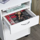 60cm Storage Cabinet with Drawer, Open Shelf, Metal Handles and 4 Wheels, Office Home Organiser Mobile Printer, White