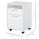 60cm Storage Cabinet with Drawer, Open Shelf, Metal Handles and 4 Wheels, Office Home Organiser Mobile Printer, White