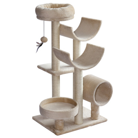 PawHut Cat Tree for Indoor Cats Kitten Pet Scratching Post Perch Activity Center Scratcher Climb Post Play House Arch with Tunne