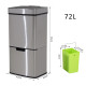 72L Recycling Sensor Bin Stainless Steel 3 Compartments For Both Wet/Dry Waste w/Removable Lid  Kitchen Home