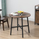 85cm Dining Room Table, Industrial Style Kitchen Table Round  with Steel Legs, Rustic Brown