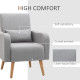 Accent Chair, Linen-Touch Armchair, Upholstered Leisure Lounge Sofa for Living Room, Club Chair with Wooden Frame, Grey