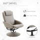 Recliner Chair and Footstool, Swivel PU Leather Upholstered Armchair with Footstool and Adjustable Backrest for Living Room, Bed