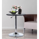 Adjustable Round Bistro Bar Table with PVC Leather Top Steel Base Home Kitchen Dining Desk  Black