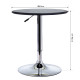 Adjustable Round Bistro Bar Table with PVC Leather Top Steel Base Home Kitchen Dining Desk  Black