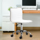 Adjustable Swivel Office Chair with Armless Mid-Back in PU Leather and Chrome Base - White