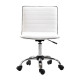 Adjustable Swivel Office Chair with Armless Mid-Back in PU Leather and Chrome Base - White