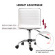 Adjustable Swivel Office Chair with Armless Mid-Back in PU Leather and Chrome Base - White