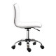 Adjustable Swivel Office Chair with Armless Mid-Back in PU Leather and Chrome Base - White