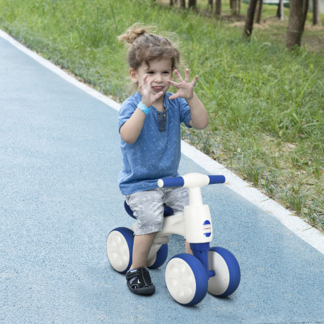 AIYAPLAY Balance Bike for Ages 18-36 Months, with Anti-Slip Handlebars, Four Wheels, No Pedal - Blue