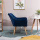 Armchair Accent Chair Wide Arms Slanted Back Padding Steel Frame Wooden Legs Home Bedroom Furniture Seating Blue