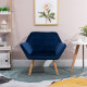 Armchair Accent Chair Wide Arms Slanted Back Padding Steel Frame Wooden Legs Home Bedroom Furniture Seating Blue