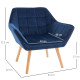 Armchair Accent Chair Wide Arms Slanted Back Padding Steel Frame Wooden Legs Home Bedroom Furniture Seating Blue