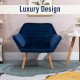 Armchair Accent Chair Wide Arms Slanted Back Padding Steel Frame Wooden Legs Home Bedroom Furniture Seating Blue