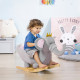 Kids Elephant-Designed Rocking Horse, with Safety Belt, Wooden Base, for Ages 18-36 Months - Grey