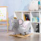 Kids Elephant-Designed Rocking Horse, with Safety Belt, Wooden Base, for Ages 18-36 Months - Grey