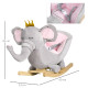 Kids Elephant-Designed Rocking Horse, with Safety Belt, Wooden Base, for Ages 18-36 Months - Grey