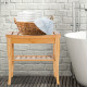 45cm 2-Tier Slatted Shower Bench Storage Seat w/ 4 Legs Comfortable Safe Bathroom Stool Spa Bath Organiser