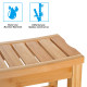 45cm 2-Tier Slatted Shower Bench Storage Seat w/ 4 Legs Comfortable Safe Bathroom Stool Spa Bath Organiser