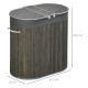 Bamboo Laundry Basket with Lid, 100 Litres Laundry Hamper with 2 Sections, Removable Washable Lining, Washing Baskets, 62.5 x 37