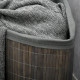 Bamboo Laundry Basket with Lid, 55 Litres Laundry Hamper with Removable Washable Lining,  Corner Washing Baskets, 38 x 38 x 57cm