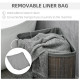 Bamboo Laundry Basket with Lid, 55 Litres Laundry Hamper with Removable Washable Lining,  Corner Washing Baskets, 38 x 38 x 57cm