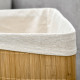 Bamboo Laundry Basket with Lid, 55 Litres Laundry Hamper with Removable Washable Lining,  Corner Washing Baskets, 38 x 38 x 57cm