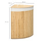 Bamboo Laundry Basket with Lid, 55 Litres Laundry Hamper with Removable Washable Lining,  Corner Washing Baskets, 38 x 38 x 57cm