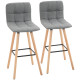 Bar stool Set of 2 Armless Button-Tufted Counter Height Bar Chairs with Wood Legs &amp; Footrest, Grey