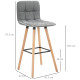 Bar stool Set of 2 Armless Button-Tufted Counter Height Bar Chairs with Wood Legs &amp; Footrest, Grey