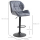 Adjustable Bar Stools Set of 2, Armless Upholstered Swivel Counter Chairs, Barstools with Back, Footrest, Dark Grey