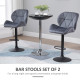 Adjustable Bar Stools Set of 2, Armless Upholstered Swivel Counter Chairs, Barstools with Back, Footrest, Dark Grey