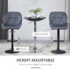 Adjustable Bar Stools Set of 2, Armless Upholstered Swivel Counter Chairs, Barstools with Back, Footrest, Dark Grey