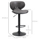 Adjustable Bar Stools Set of 2, Swivel Leathaire Upholstered Barstools with Large Seat, Breakfast Bar Chairs with Back, Footrest