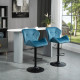 Bar Stools Set Of 2, Luxurious Velvet-Touch Barstools with Metal Frame Footrest Round Base Triangle Indenting Moulded Seat Adjus