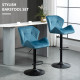 Bar Stools Set Of 2, Luxurious Velvet-Touch Barstools with Metal Frame Footrest Round Base Triangle Indenting Moulded Seat Adjus