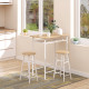 Bar Table Set, Bar Table and Stools Set, Footrest and Storage Shelf, for Kitchen, Dining Room, Pub, Cafe, White and Oak