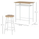 Bar Table Set, Bar Table and Stools Set, Footrest and Storage Shelf, for Kitchen, Dining Room, Pub, Cafe, White and Oak