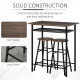 Bar Table Set, Bar Table and Stools Set, Footrest and Storage Shelf, for Kitchen, Dining Room, Pub, Cafe, Black and Oak